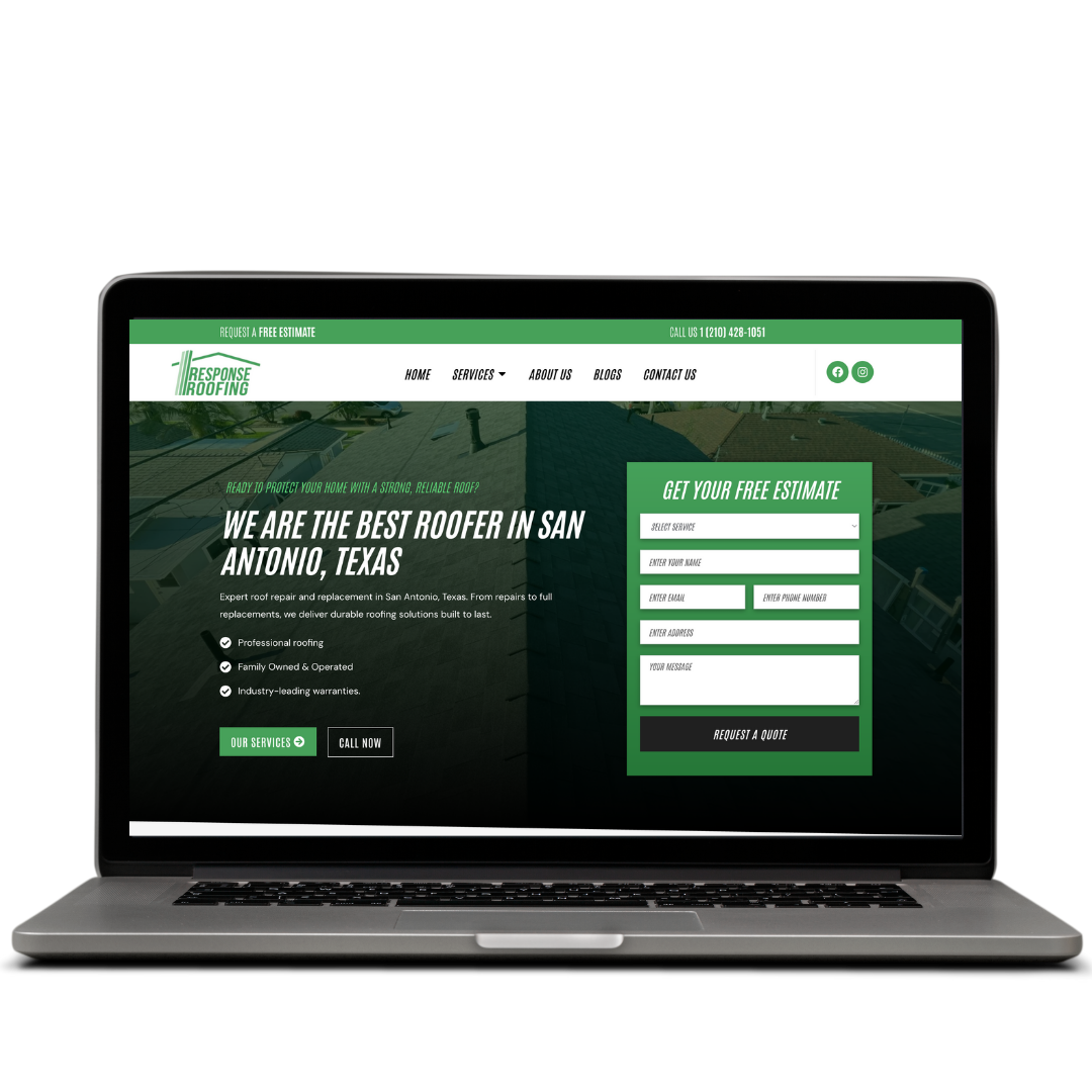 Response Roofing website designed by Think1 Designs