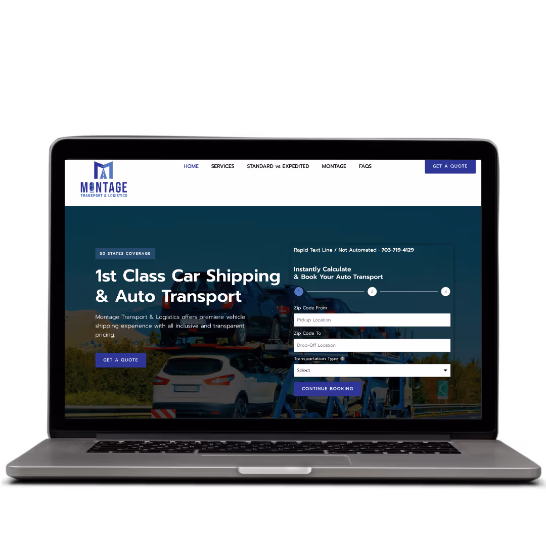 Montage Transport & Logistics website design by Think1 Designs