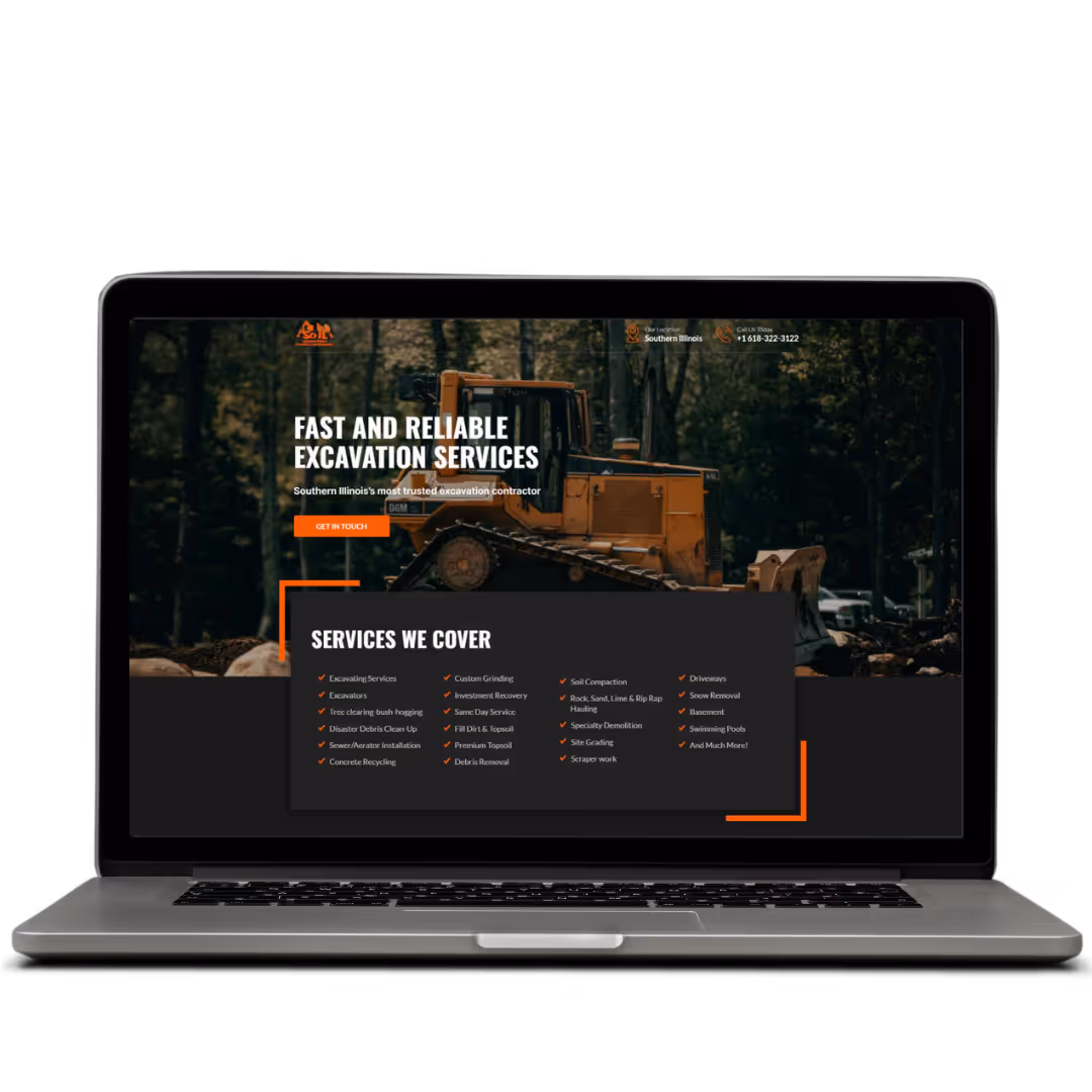 Southern Illinois Excavating website design by Think1 Designs