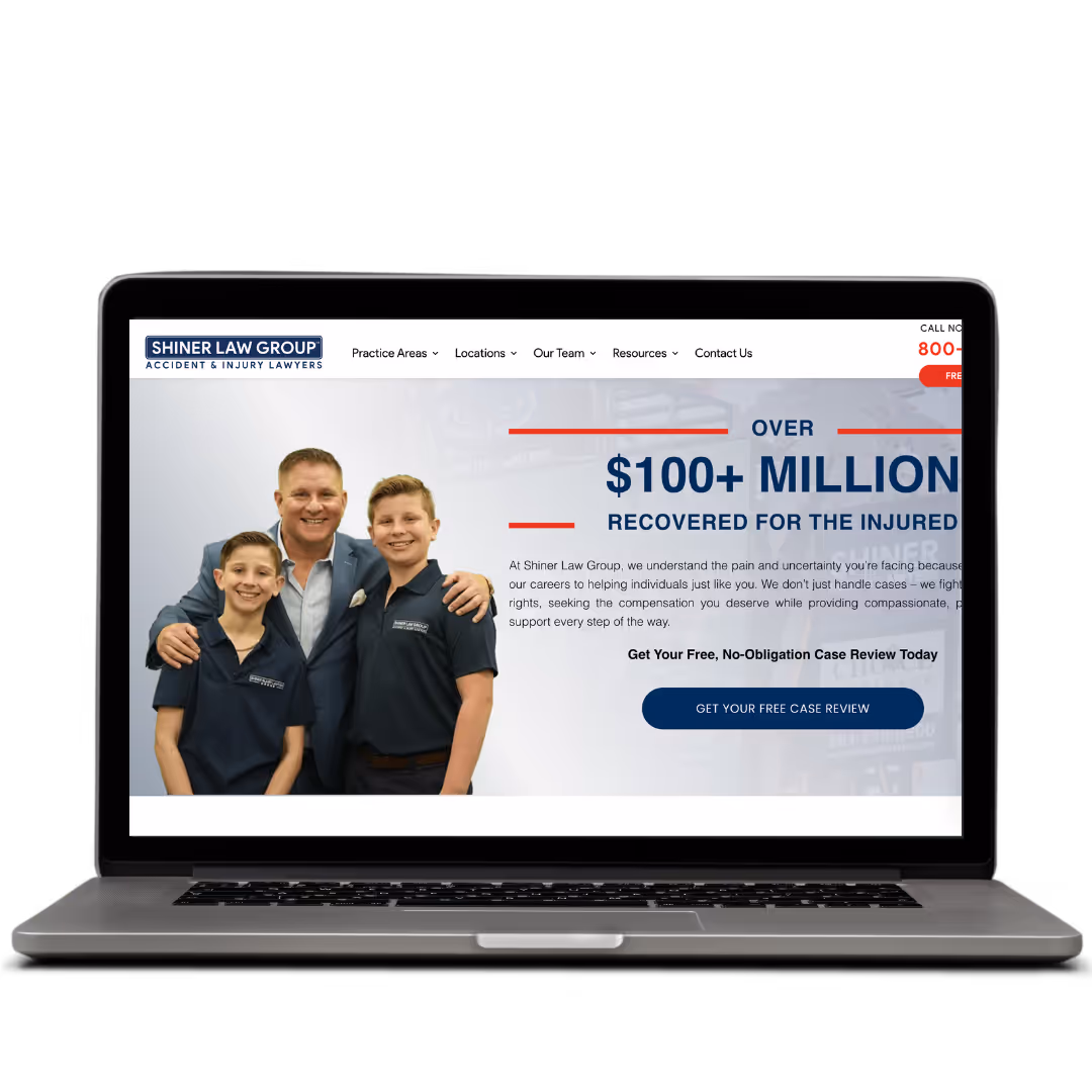 Shiner Law Group website designed by Think1 Designs