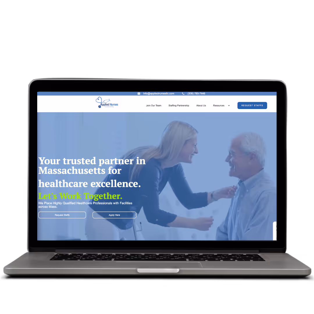 Applied Nurses website design by Think1 Designs